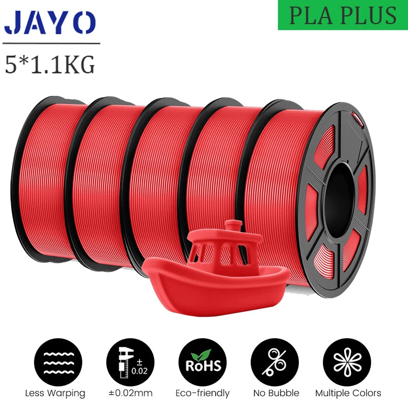 JAYO pla plus Filament 5KG 3D printer filament PLA+ 1.75MM 5Rolls multiple colors optional Neatly Wound for 3D Printer