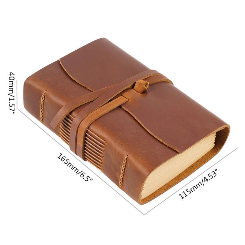 Vintage Leather Softcover Notebook Sketchbook Leather-bound 400 sheets with Flexible Strap