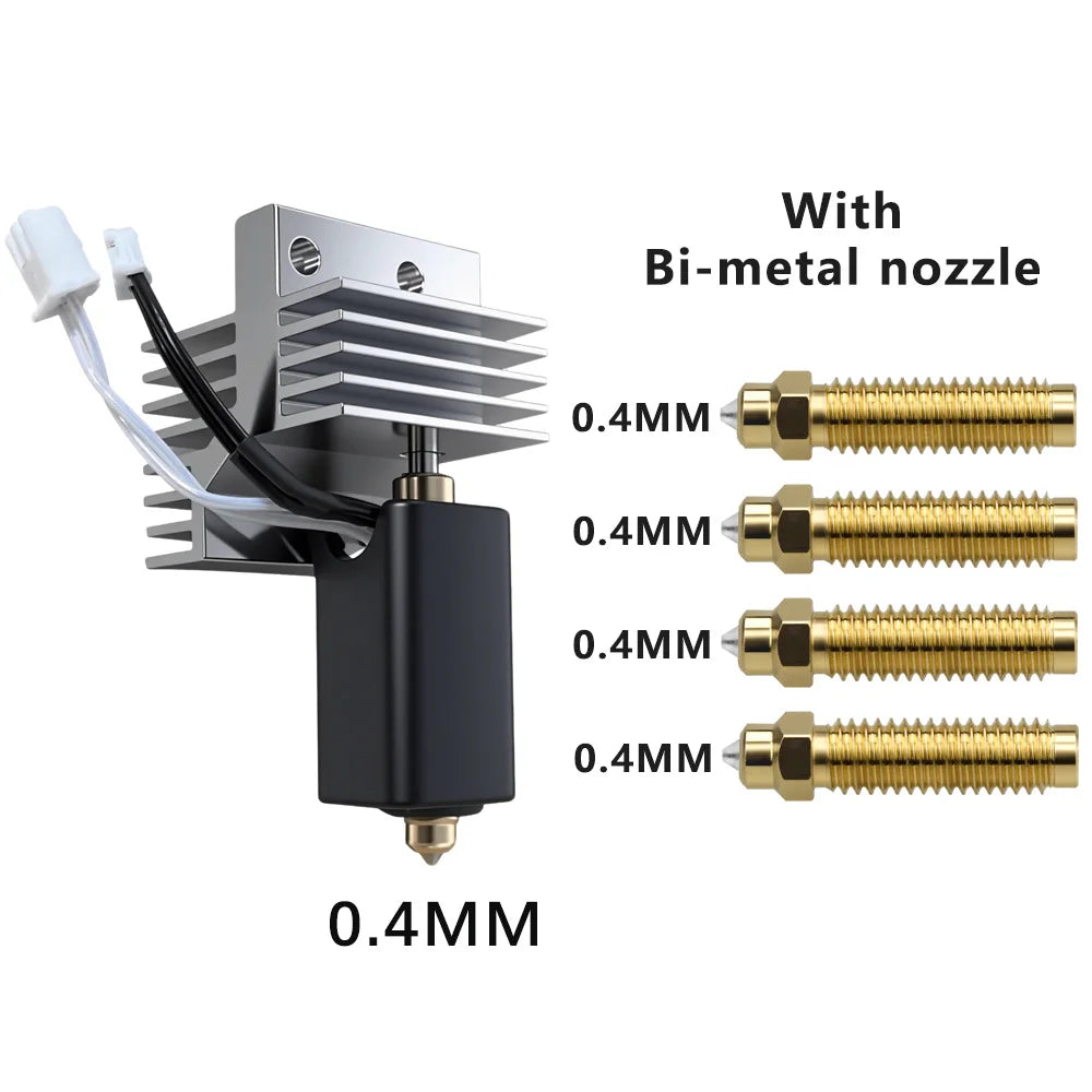 Upgrade Ceramic Hotend 0.2/0.4/0.6/0.8mm Assembled Extruder Hotend Kit for Elegoo Centauri Carbon Hot end / Centauri Nozzle