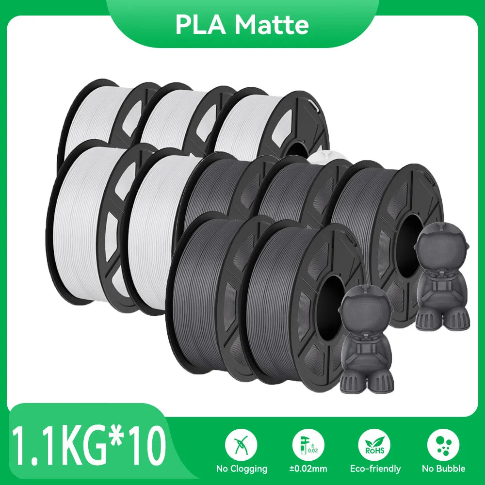 JAYO PLA Matte 3D Printer Filament 1.75mm+/-0.02mm 5/10Rolls 100% No Bubble Non-toxic3D Printing Materials for 3D Printer& Pen