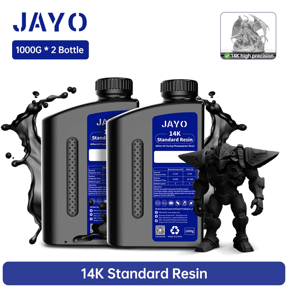 JAYO Standard/Toughness/Plant-based/Like-ABS Resin 2KG 3D Photopolymer UV Curing Resin High Precision 3D Printing Material