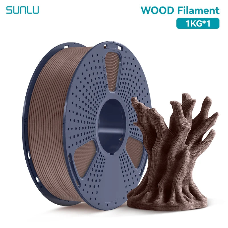 SUNLU 1KG Real Wood Fiber Wood PLA Filament 1.75MM 1kg Spool Neatly Wound PLA 3D Printer Filament Fit Most FDM 3D Printers