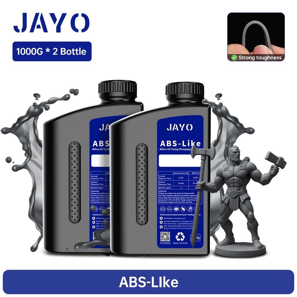 JAYO Standard/Toughness/Plant-based/Like-ABS Resin 2KG 3D Photopolymer UV Curing Resin High Precision 3D Printing Material
