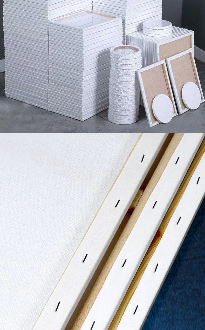5pcs White Blank Square Artist Canvas Wooden Board Frame Cotton Artist Canvas Boards for Oil Painting Acrylic Watercolor