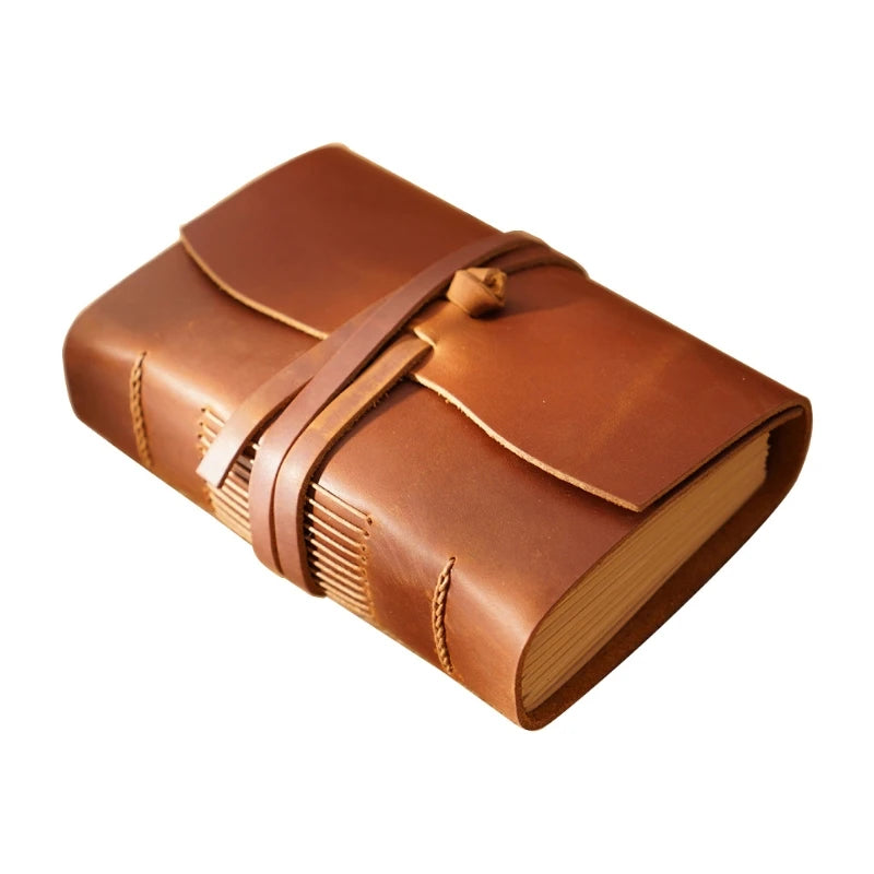 Vintage Leather Softcover Notebook Sketchbook Leather-bound 400 sheets with Flexible Strap