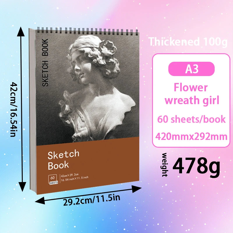 Sketchbook A4, A5, A6, thickened quick sketch book for art students, blank picture book, hand-painted pencil paper drawing