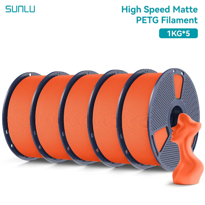 SUNLU 5KG Matte PETG High Speed 3D Printer Filament 1.75mm High Strength Fast Smooth Printing PETG Filament for FDM 3D Printer