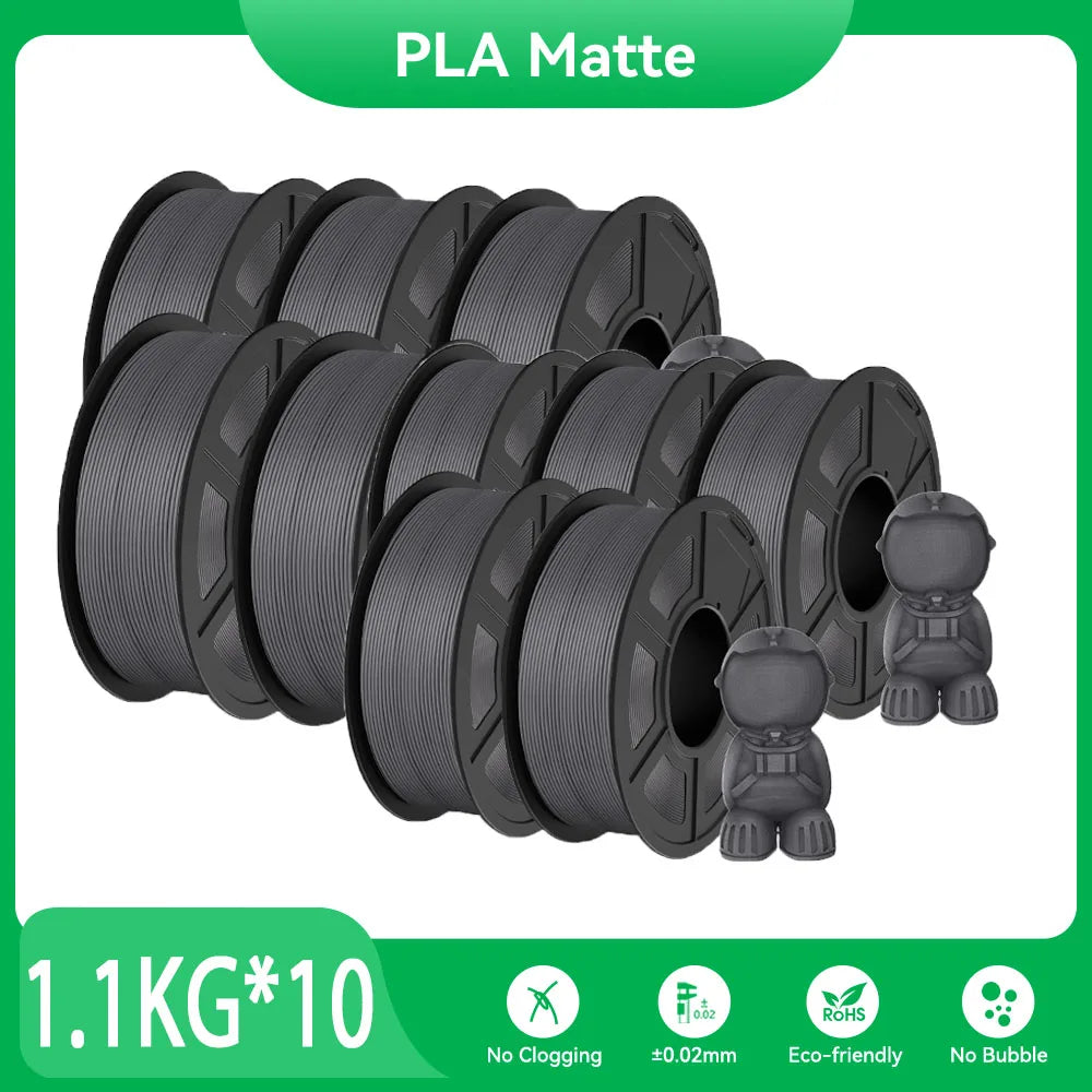 JAYO PLA Matte 3D Printer Filament 1.75mm+/-0.02mm 5/10Rolls 100% No Bubble Non-toxic3D Printing Materials for 3D Printer& Pen