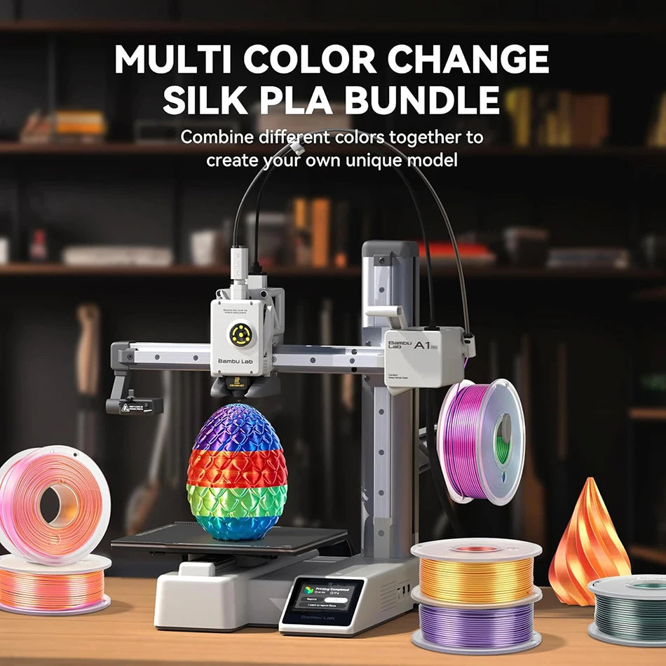 JAYO SILK PLA Filament 1.75mm Dual Colors 3D Printer Filament Coextrusion Silk Triple Color 3D Filament Shiny Multicolor Change