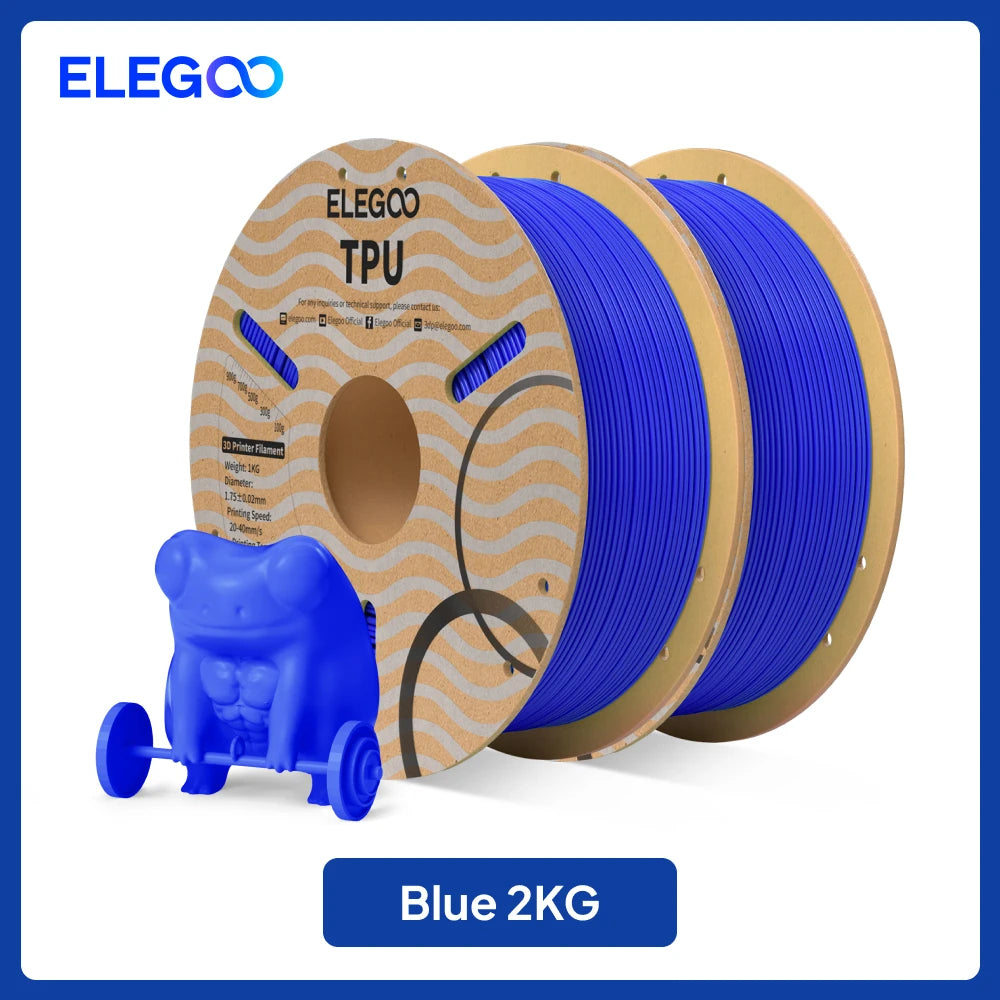 ELEGOO TPU 3D Printer Filament 1.75mm 1kg,95A Shore Hardness Flexible TPU Filament with High Resilience and Elasticity