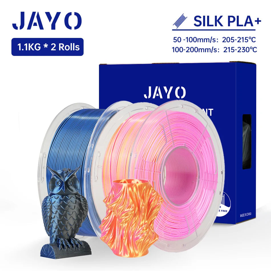 JAYO Silk PLA+ Rainbow 3D Filament 1.75mm SILK PLA plus Dual & Triple Color 3D Printer Filament Neatly Wound 1.1kg 2Rolls/set
