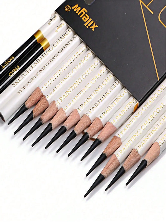 Sketch Charcoal Pencil Set, Drawing Pencils With Soft/Hard Black Charcoal, Exclusive Sketch Art Supplies