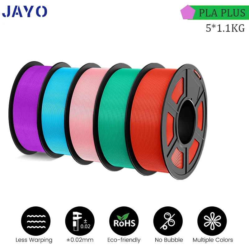 JAYO PLA/ABS/PETG/TPU/PLA PLUS/PLAMeta/ 3D Filament 1.75mm 5Rolls 2.5KG/5.5KG100% No Bubble FDM 3D Printer Materials DIY Gift