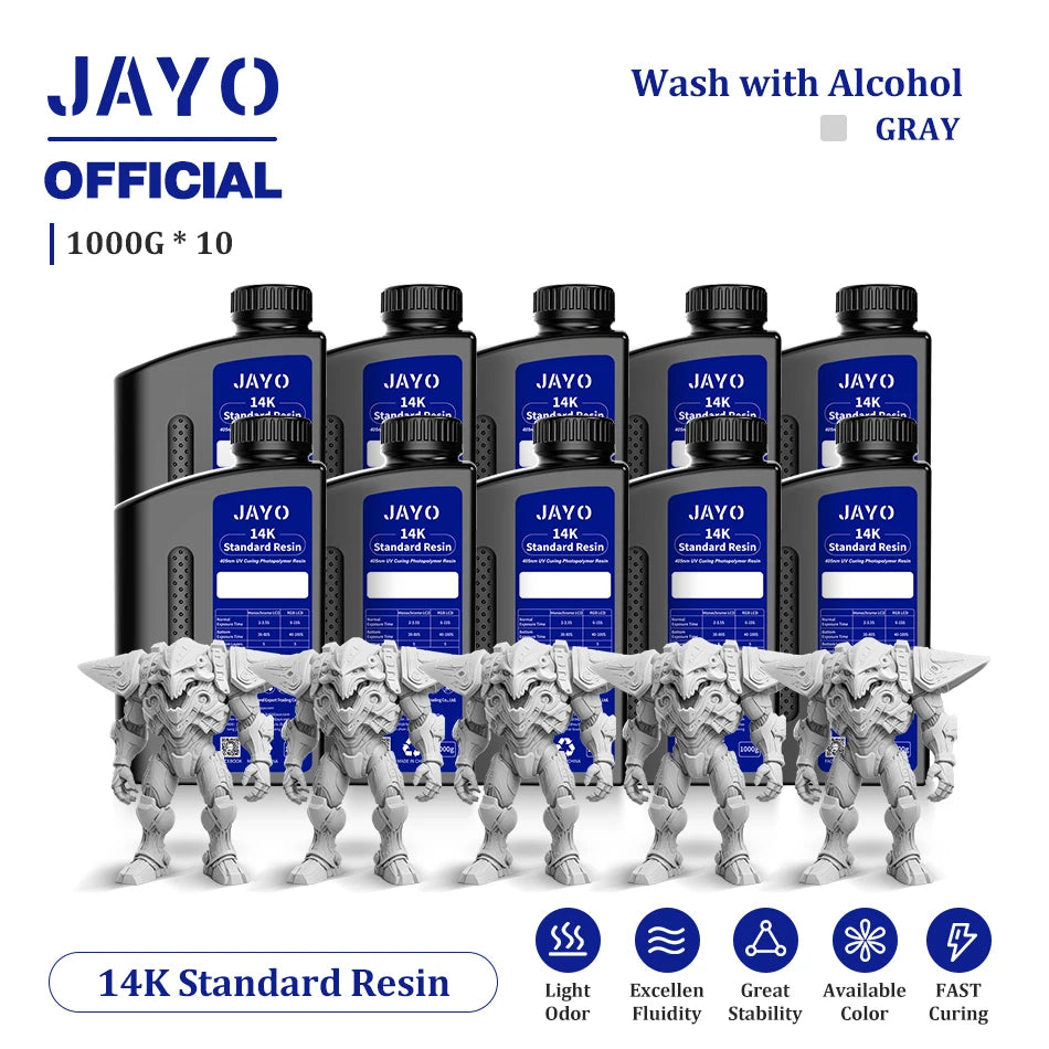 JAYO 10 Bottles 3D Resin Standard Fast Curing Standard/ 14K Standard/ Standard Plus 3D Resin for LCD DLP SLA Resin 3D Printer