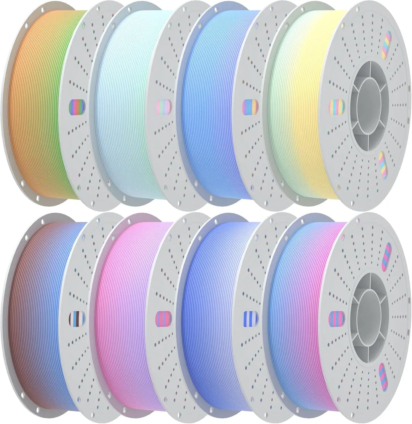 Matte Rainbow PLA 3D Printer Filament 1.75mm Multi-Color Changing Gradient for Smooth Printing