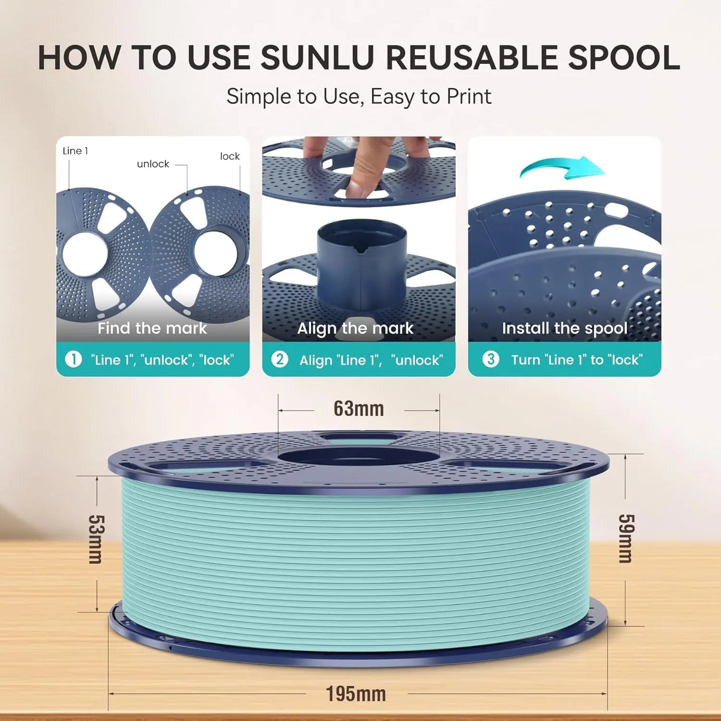 SUNLU PLA Matte 3D Filament 1.75mm Frosted Texture Neatly Wound Multicolor Matte Pla Filament For Most FDM 3D Printer 10KG