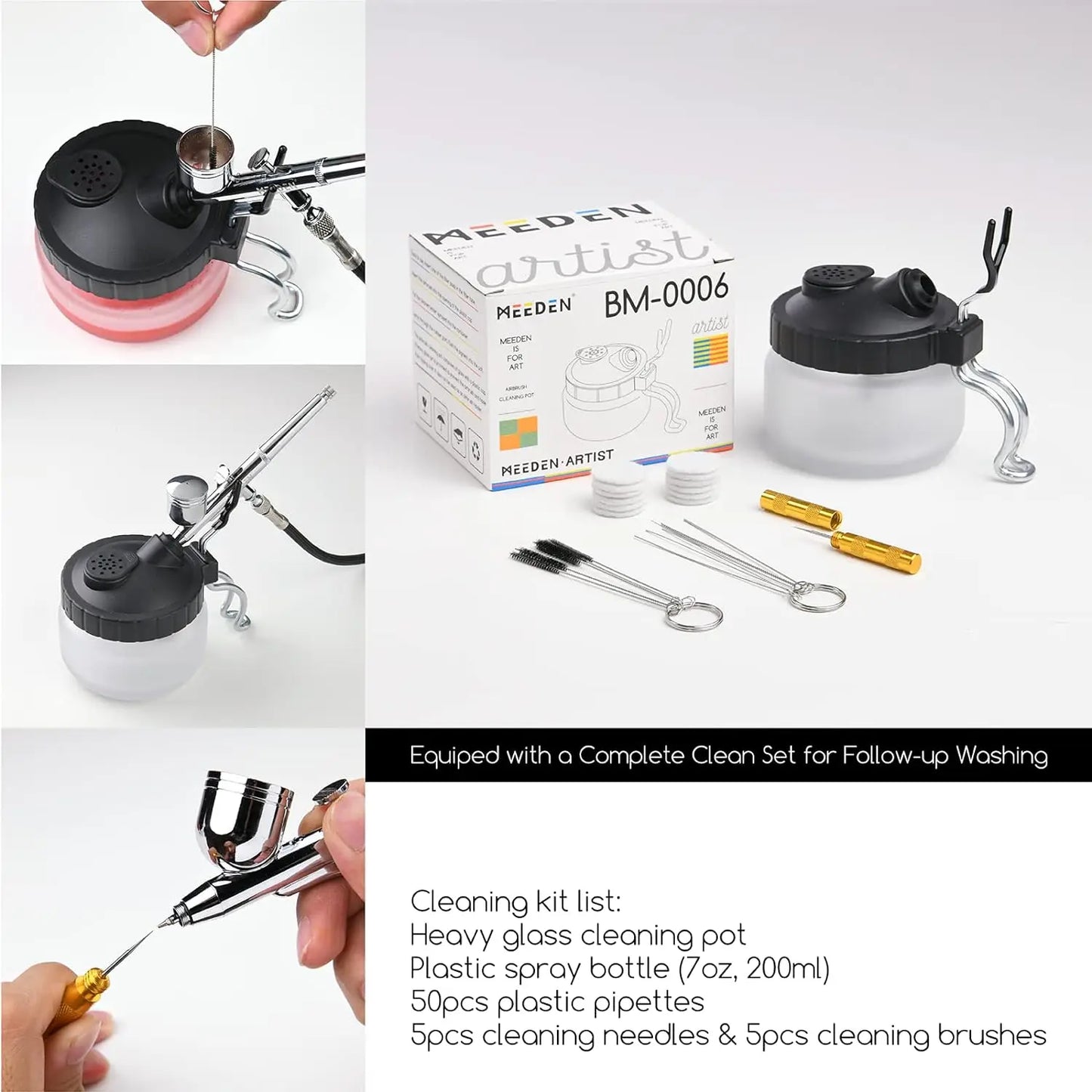 MEEDEN Airbrush Kit with Compressor and Paint - 1/6 HP Quite Air Compressor for Model Painting with 3 Dual-Action Airbrush Guns