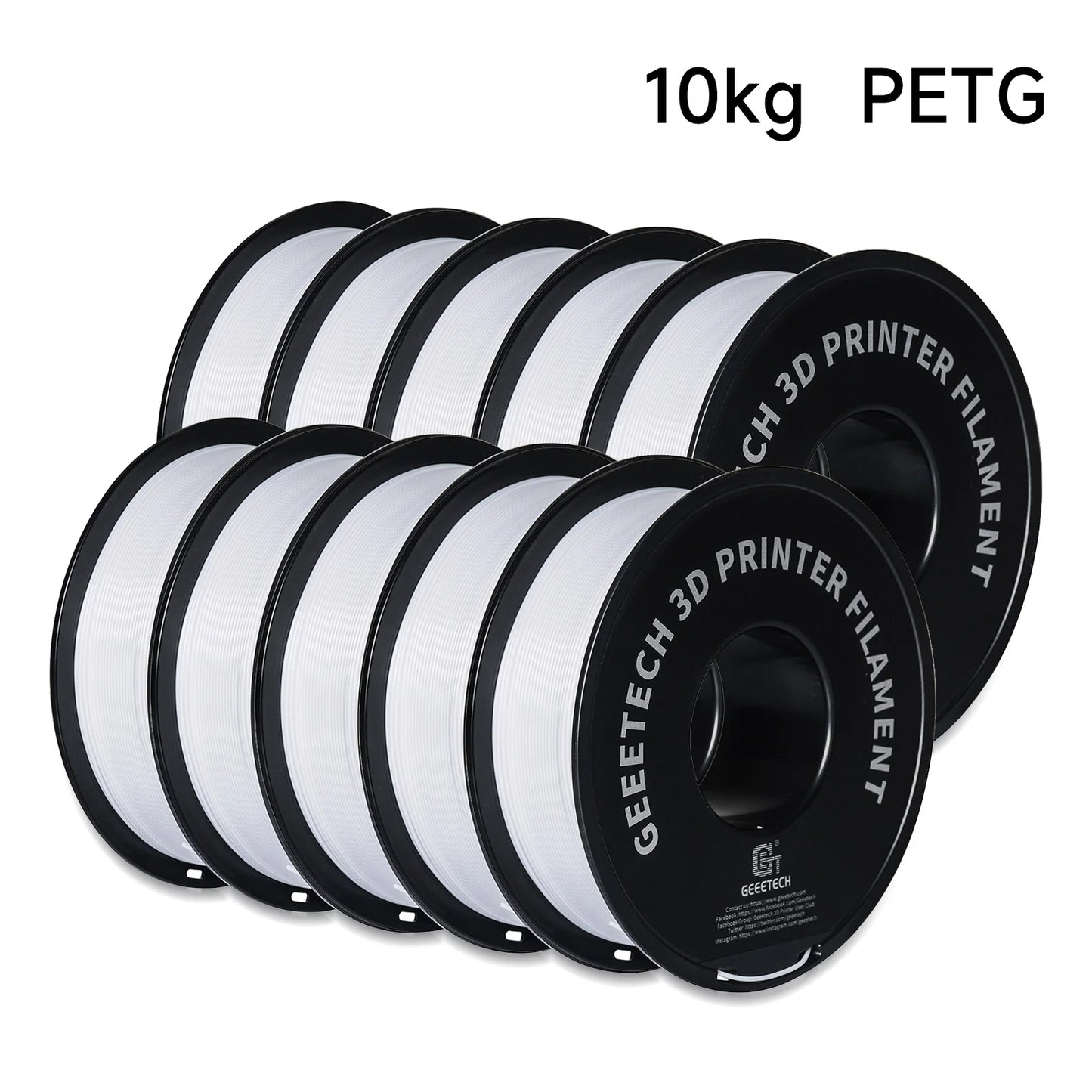 GEEETECH 10Kg In One Box Matte/PETG/Silk PLA/TPU/ABS 3D PLA Filament 1.75mm Spool Wire For 3D Printer Material,Safety