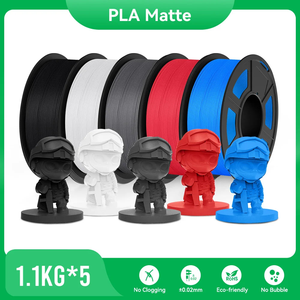 JAYO PLA Matte 3D Printer Filament 1.75mm+/-0.02mm 5/10Rolls 100% No Bubble Non-toxic3D Printing Materials for 3D Printer& Pen