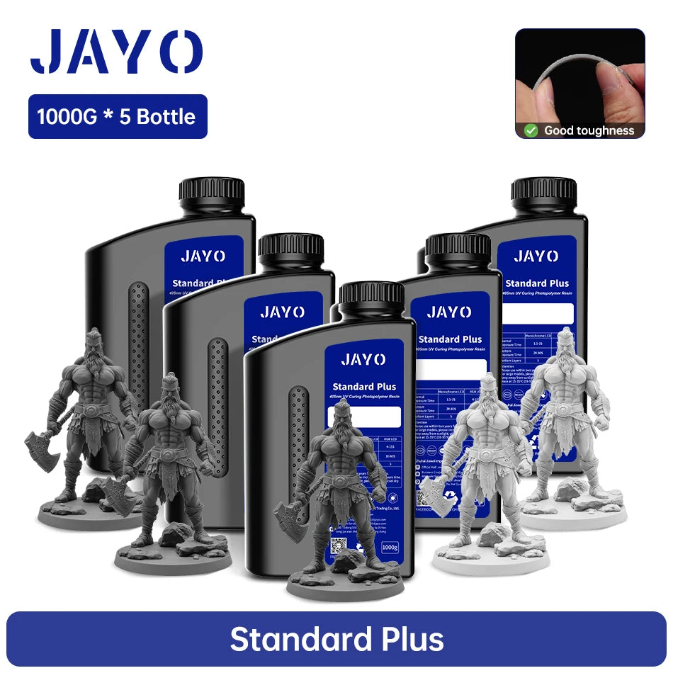 JAYO 3D Printer Resin Standard PLUS/14K Standard /Standard 395-405nm UV Curing Photopolymer Rapid Resin for LCD/DLP 3D Printer