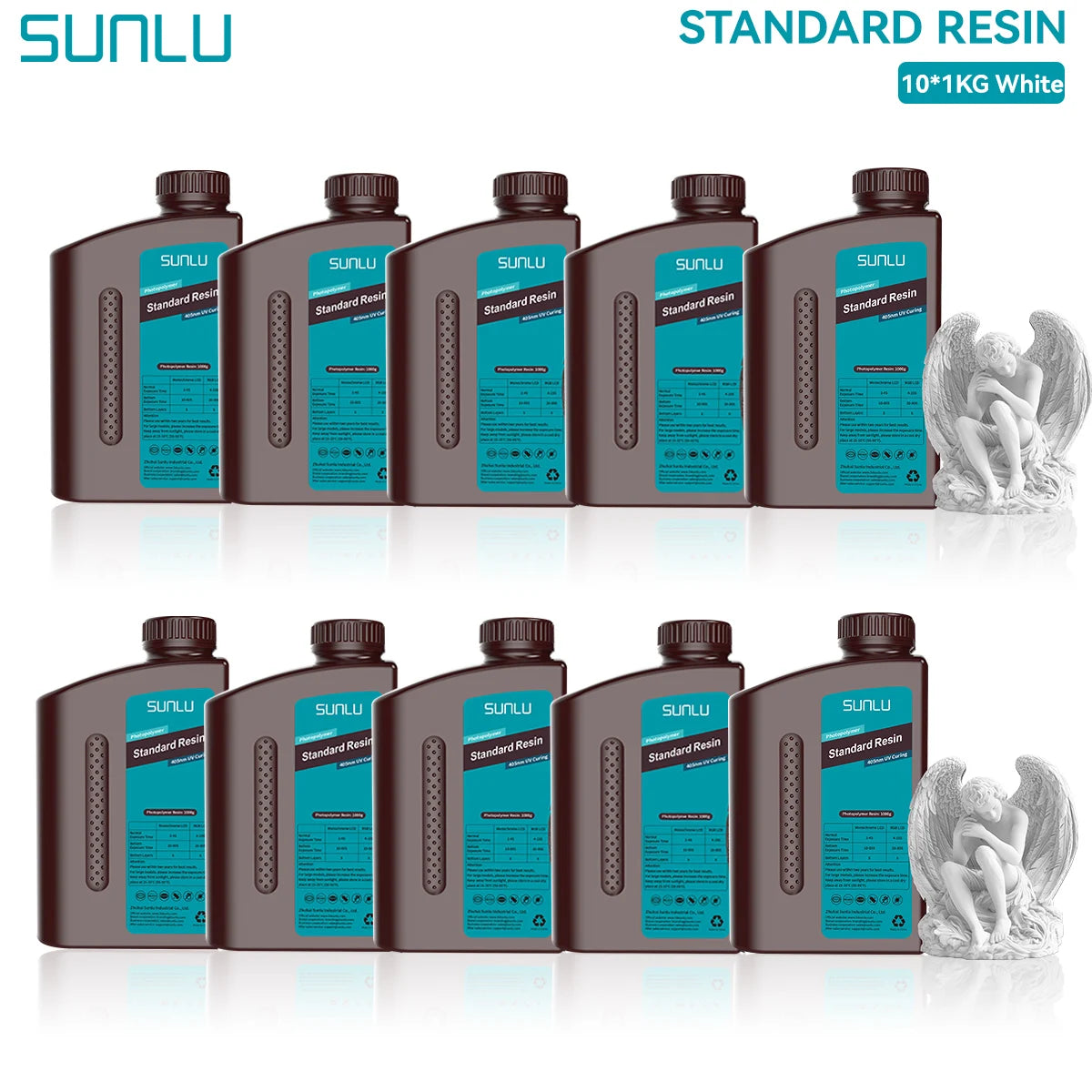 SUNLU Standard 3D Printer Resin 10KG 405nm Low Odor High Precision Photopolymer UV Resin For Most LCD 3D Printing Material