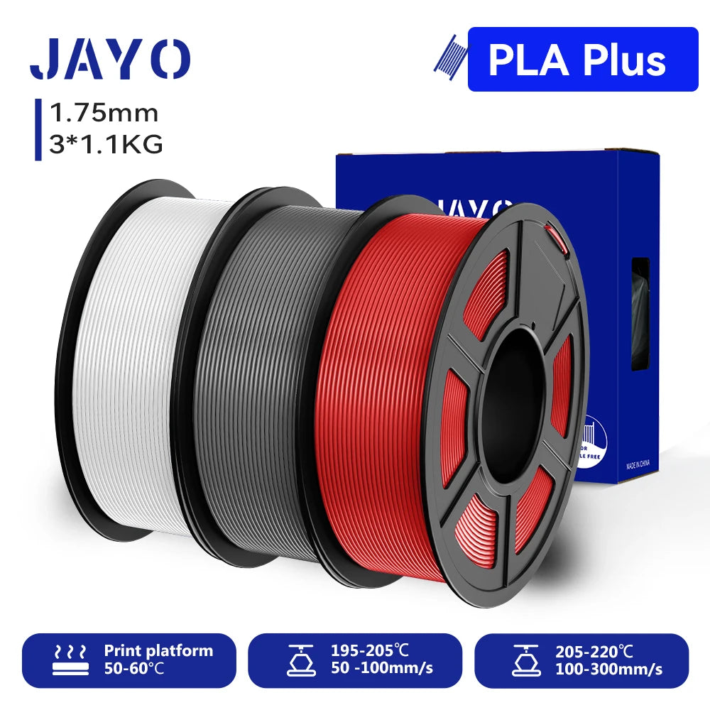 JAYO 3D PETG/PLA/PLA PLUS Printer Filament 1.75mm 3rolls 100% No Bubble non-toxic 3D Printing Materials for 3D Printer&3D Pen