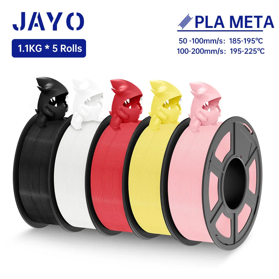 JAYO PLA Meta Filament 5 Rolls 1.75MM PLA 3D Printer Filament Neatly Wound Toughness 1.1KG 3D Printing Materials For FDM