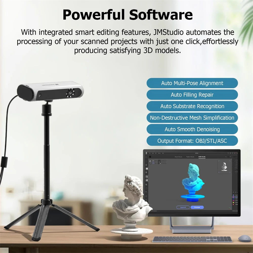 3DMakerpro Lynx 3D Scanner Luxury Kit for 3D Printers 0.1mm Accuracy Large Scale Free 3D Scanning Softwarwe Support OBJ/STL/PLY