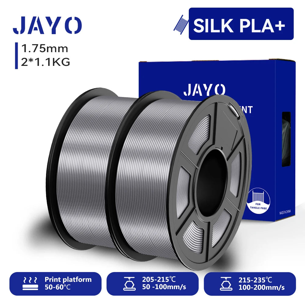 JAYO 3D Silk Pla Plus/ Dual/Triple Colors SILK/TPU-SILK 3D Printer Filament 1.75mm Silk texture 3D Printing Material 2Rolls
