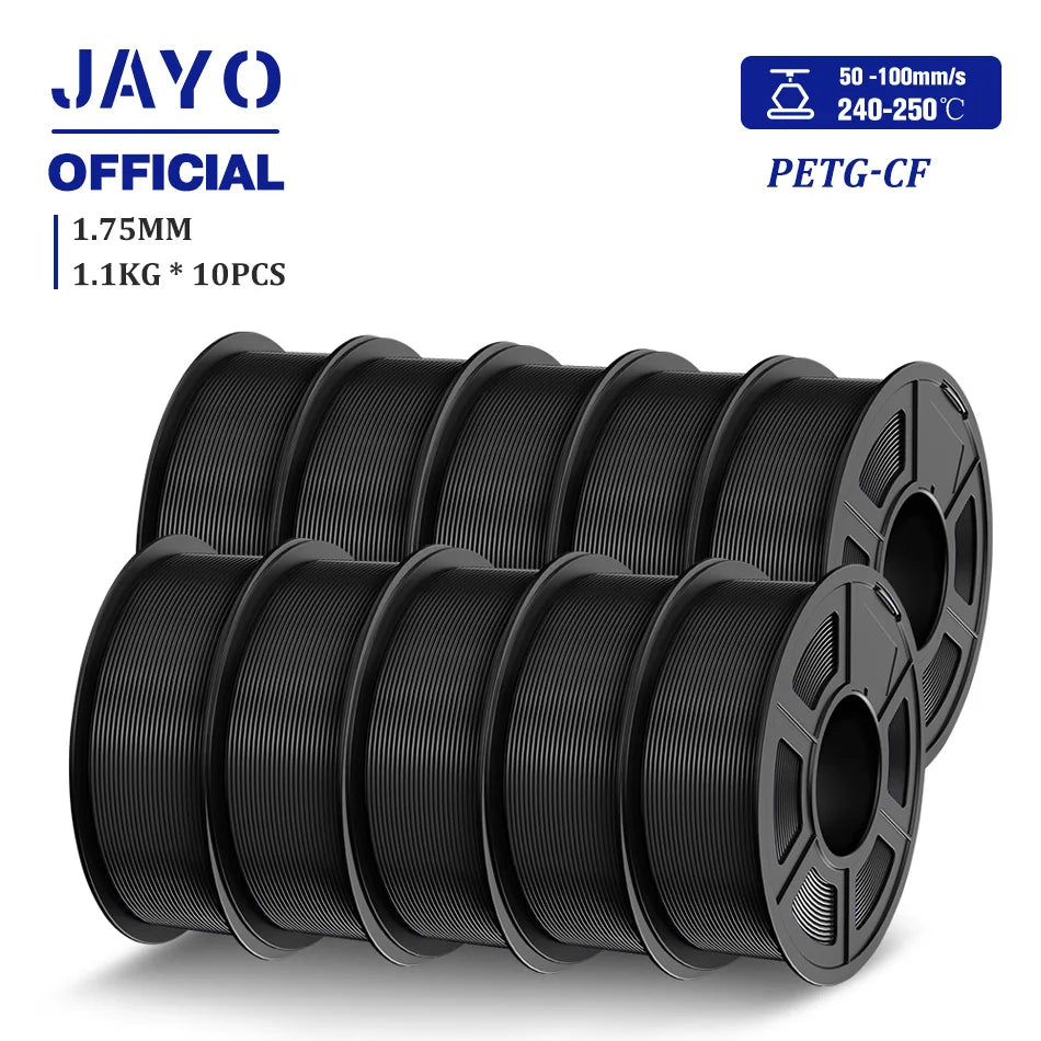 JAYO PLA-CF 3D Printer Filament 1.75mm PETG-CF/PLA Carbon Fiber Filament High Toughness Heat-Resistant 3D Printing Materials