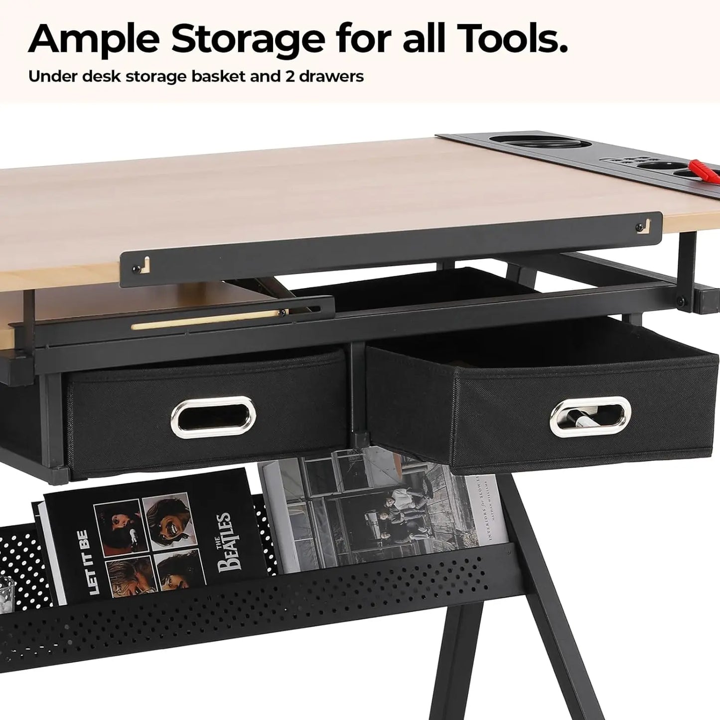 Drafting Table with Stool Set,Tilting Tabletop,Art Craft Desk,Side Table,Work Station,Drawing Desk,Adjustable