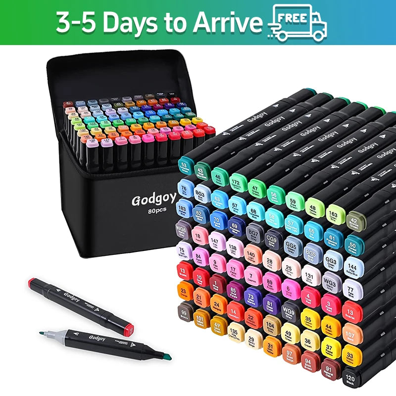 Professional Permanent Sketch Markers 80/120/168 Colors