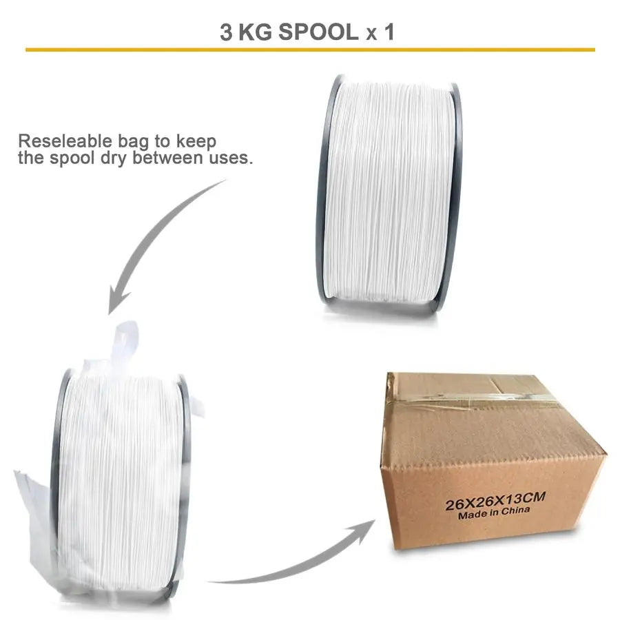 White PLA Filament for 3D Printer amp 3D Pen 1.75mm 0.03mm 6.6lb 3kg