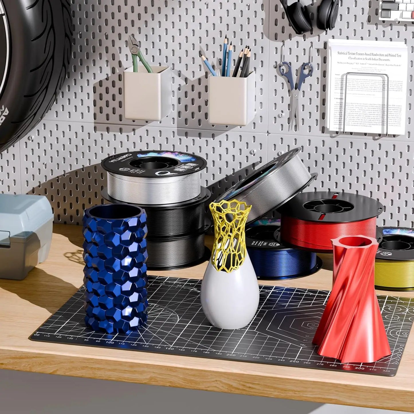 1.75mm PETG 3D Printer Filament Bundle, 4kg with High Precision ±0.03mm, Latest Batch for FDM Printers in Black+White+Red+Blue