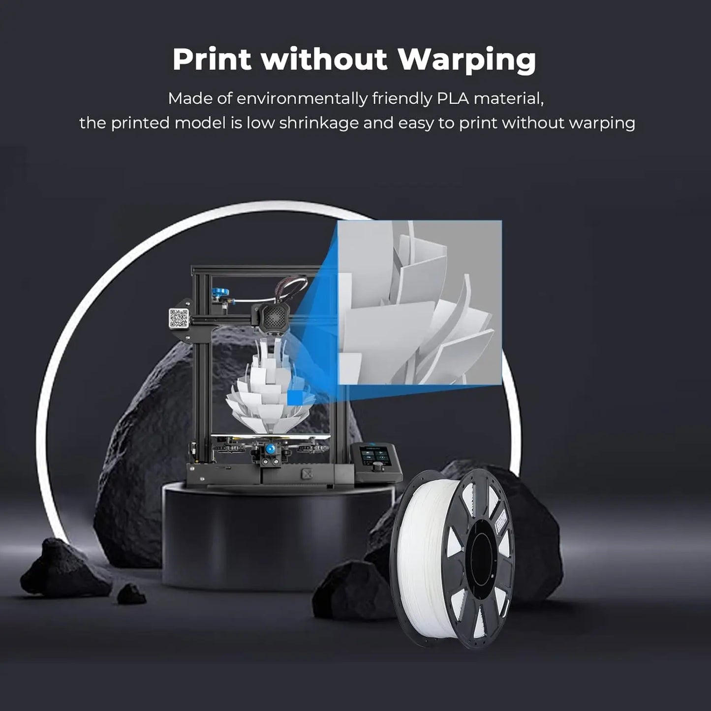 3D Printer Filament, PLA Filament 1.75mm Bundle 2kg for 3D Printing, Ender PLA Filament No-Tangling, Strong Bonding