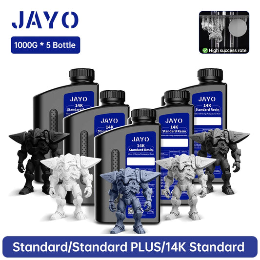 JAYO 3D Printer Resin Standard PLUS/14K Standard /Standard 395-405nm UV Curing Photopolymer Rapid Resin for LCD/DLP 3D Printer