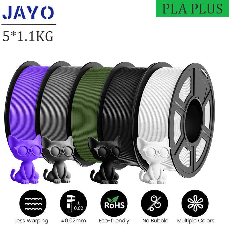 JAYO pla plus Filament 5KG 3D printer filament PLA+ 1.75MM 5Rolls multiple colors optional Neatly Wound for 3D Printer