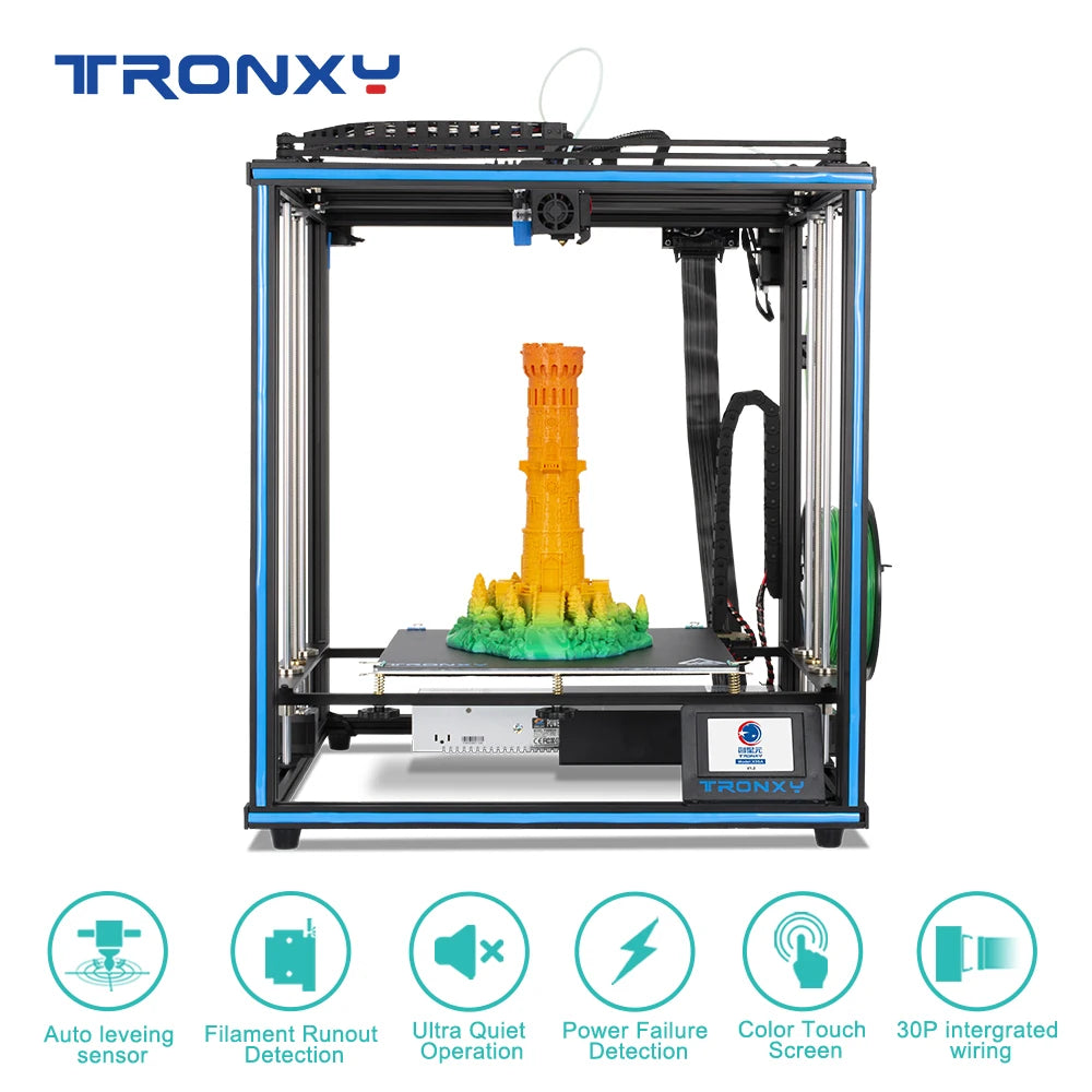Tronxy X5SA FDM 3D Printer Kit - Large Silent Auto Leveling Closed Frame CoreXY Structure Direct Extruder
