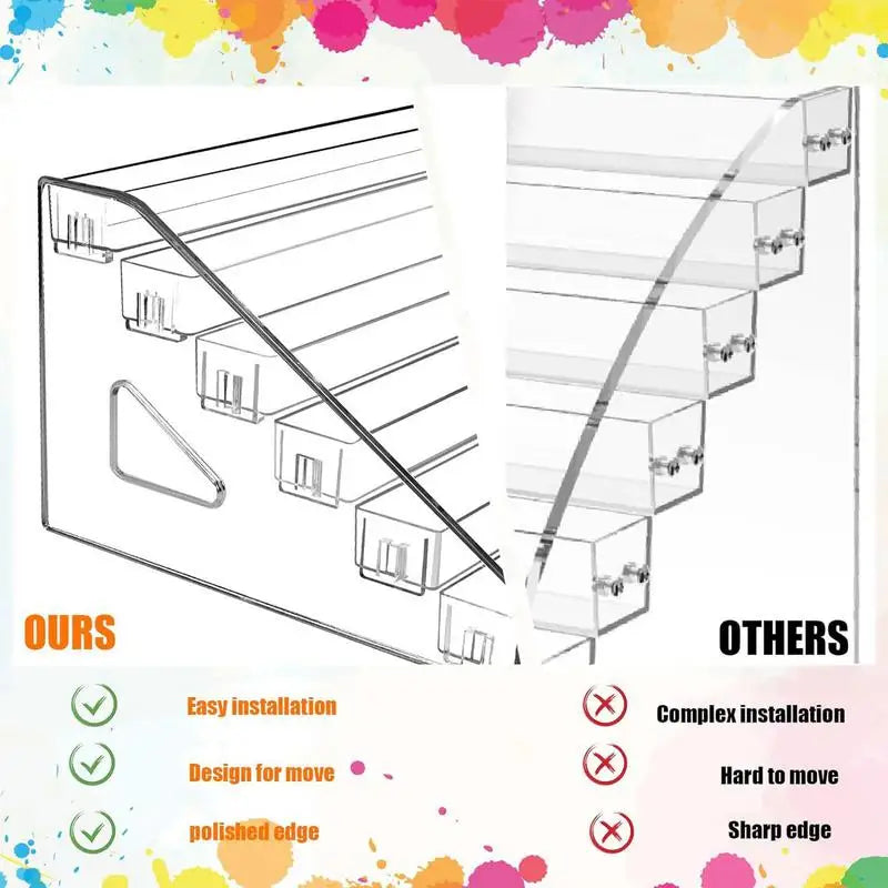 Paint Storage Rack Transparent Paint Bottles Holder With Paint Brush Rack Acrylic Painting Organization Set For Model Painting