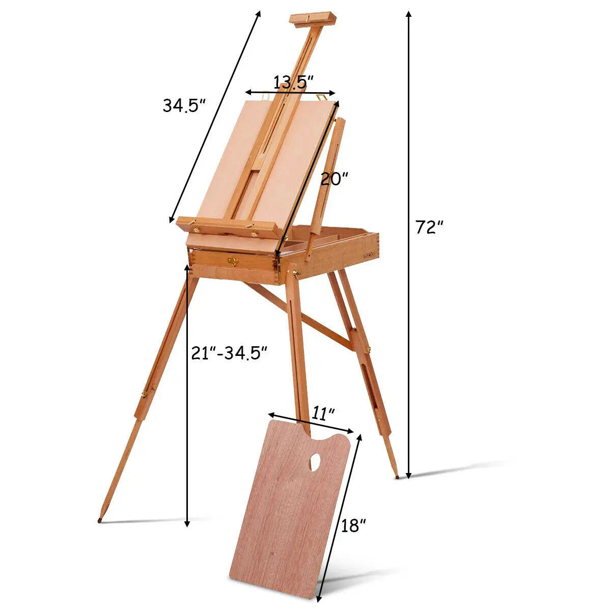 Portable French Tripod Easel Durable Wood Sketch Box Folding Art Craft Painters  ST39510