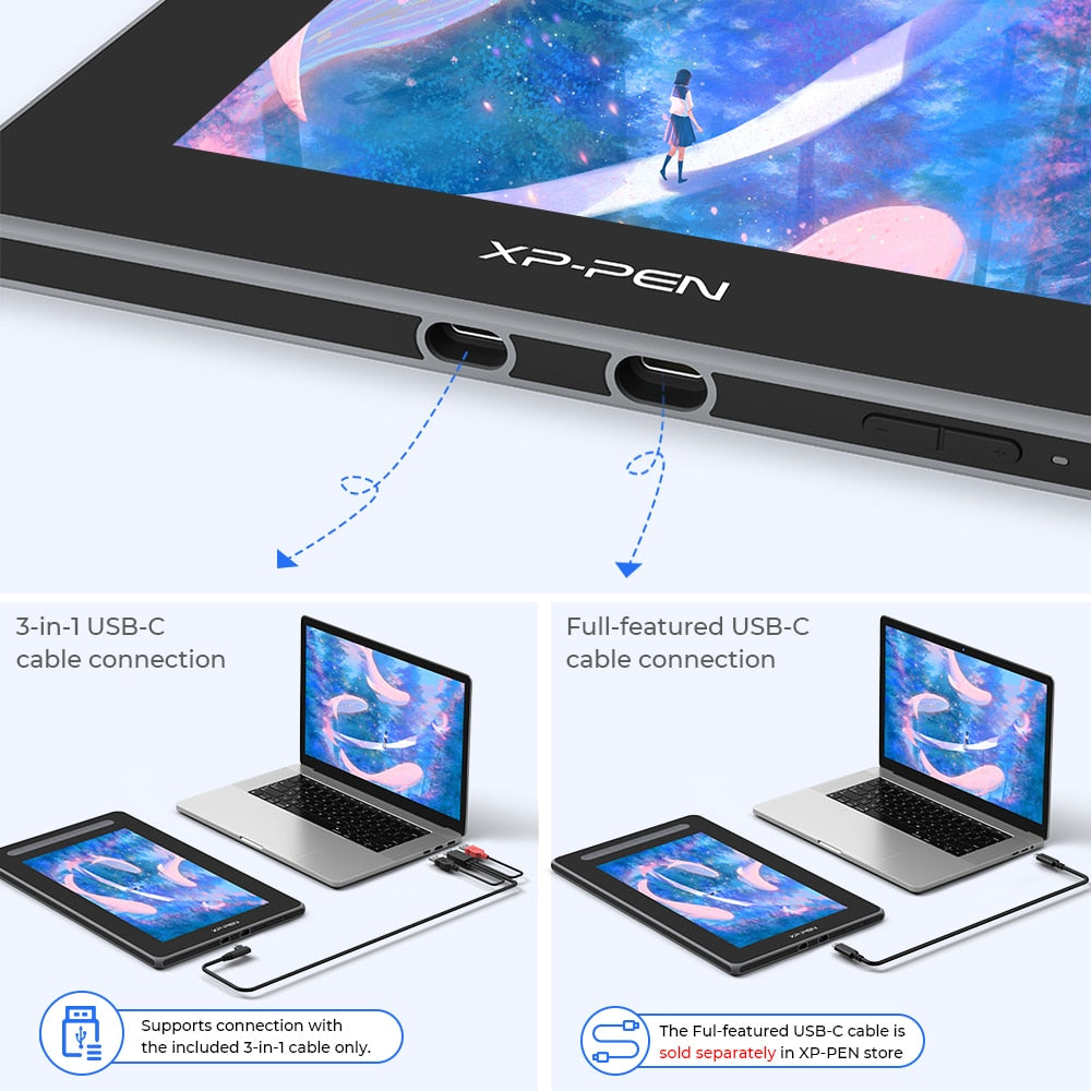 XPPen Artist 12 2nd Gen 11.9 Inch Graphic Tablet Monitor X3 Smart Stylus 127% sRGB 8192 Levels Support Tilt Windows Mac Android