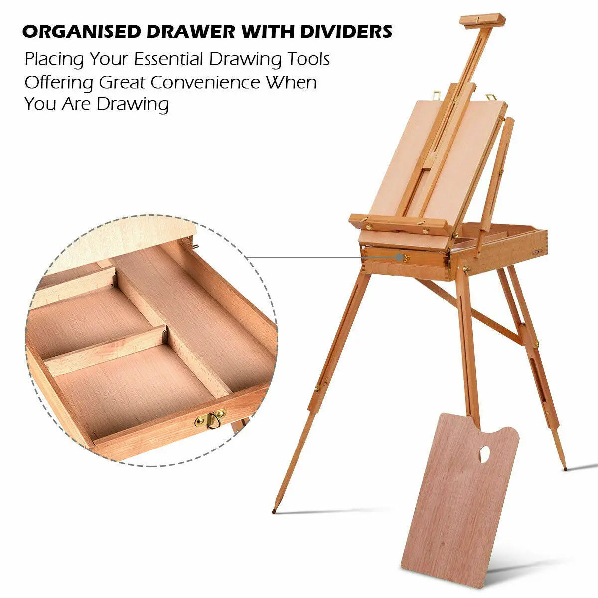 Portable French Tripod Easel Durable Wood Sketch Box Folding Art Craft Painters  ST39510