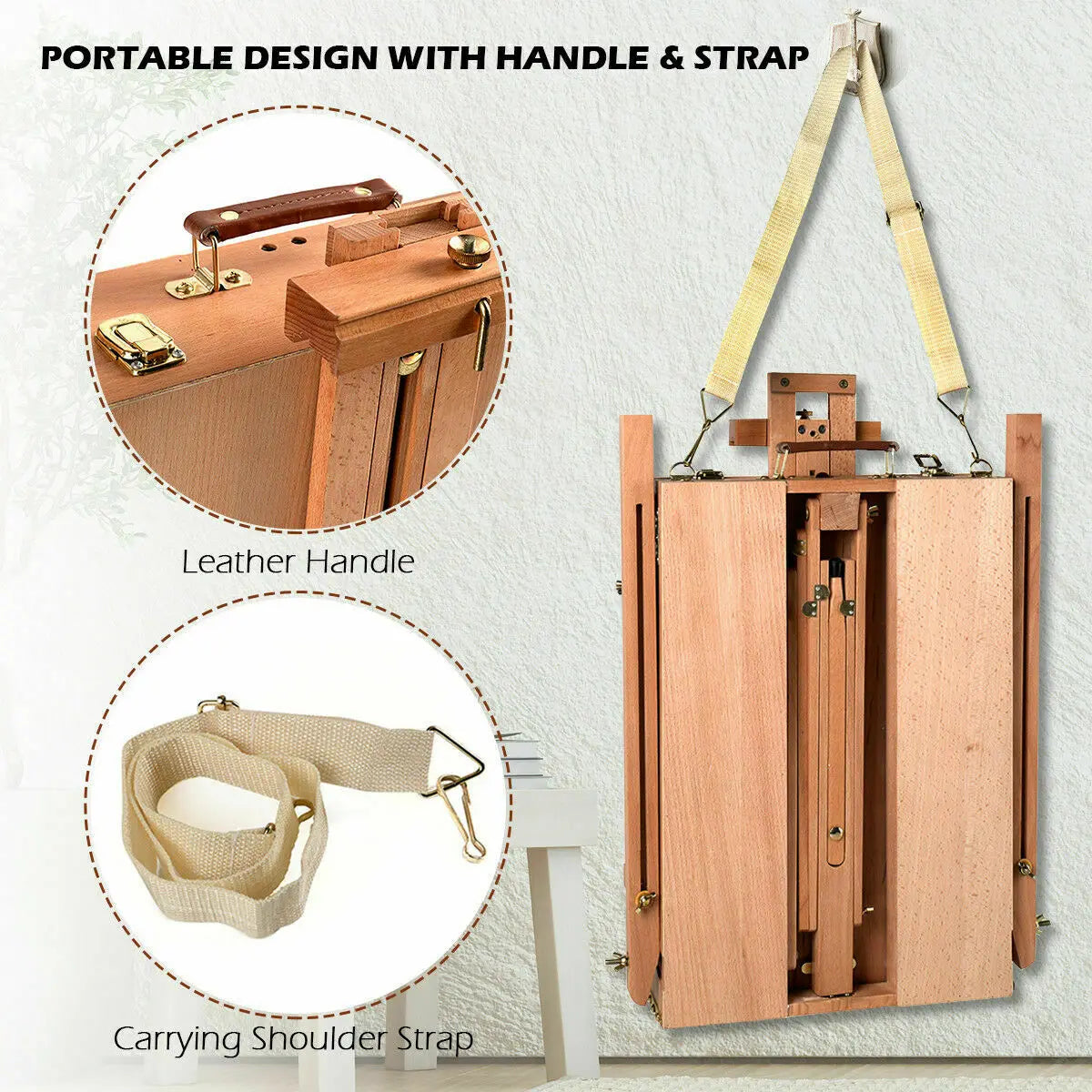 Portable French Tripod Easel Durable Wood Sketch Box Folding Art Craft Painters  ST39510