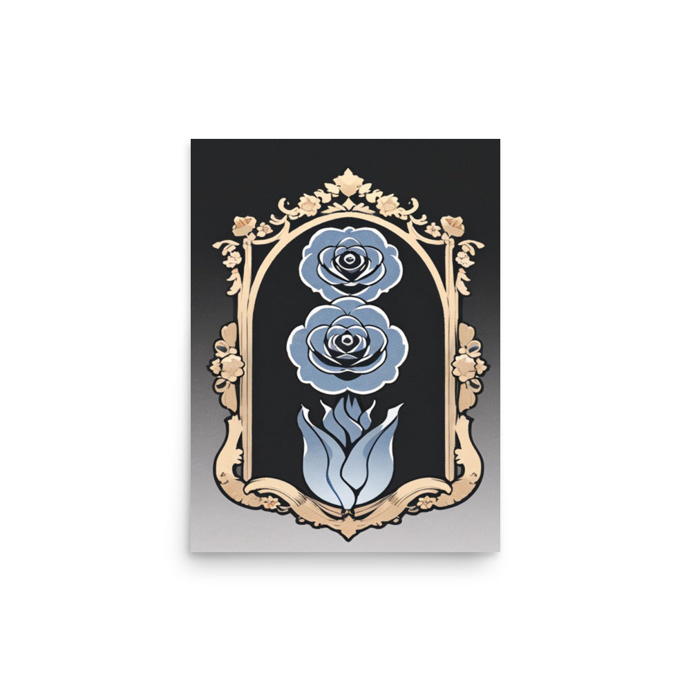 Reflective Blue Rose-Poster