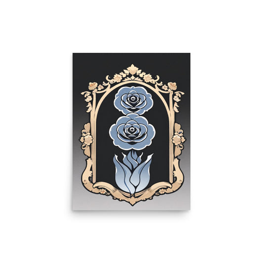 Reflective Blue Rose-Poster