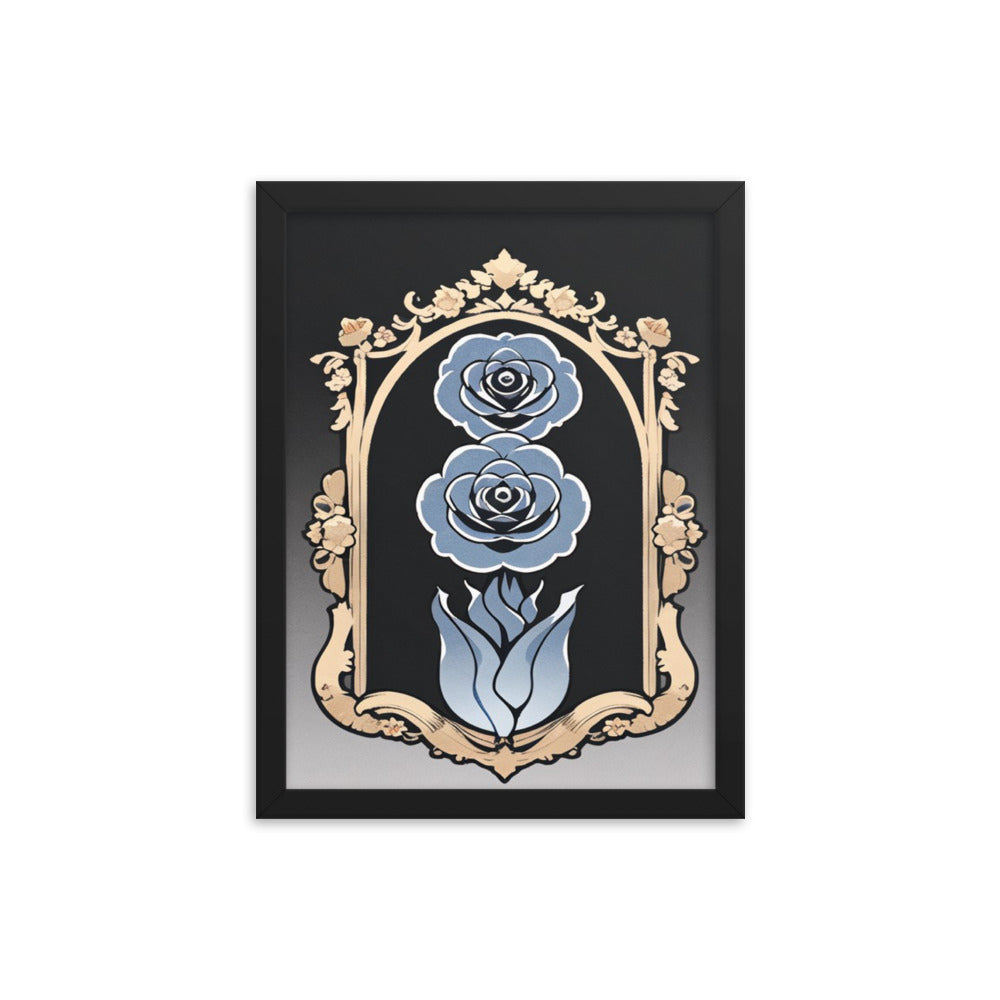 Reflective Blue Rose-Framed poster