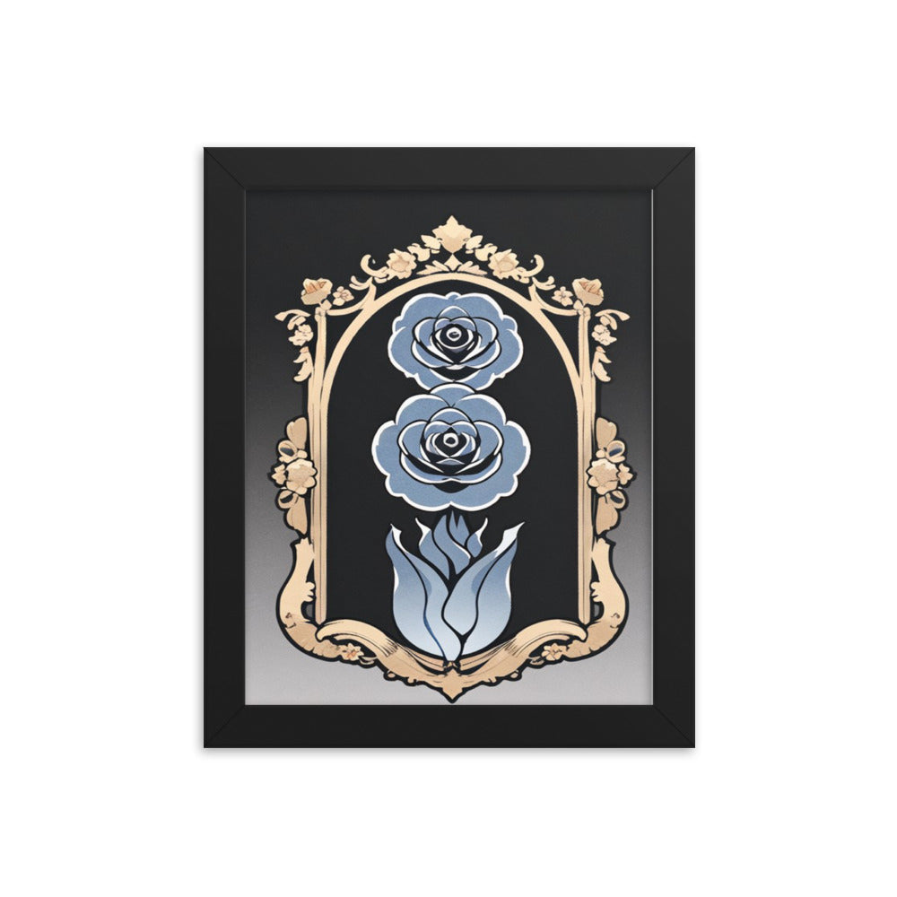 Reflective Blue Rose-Framed poster