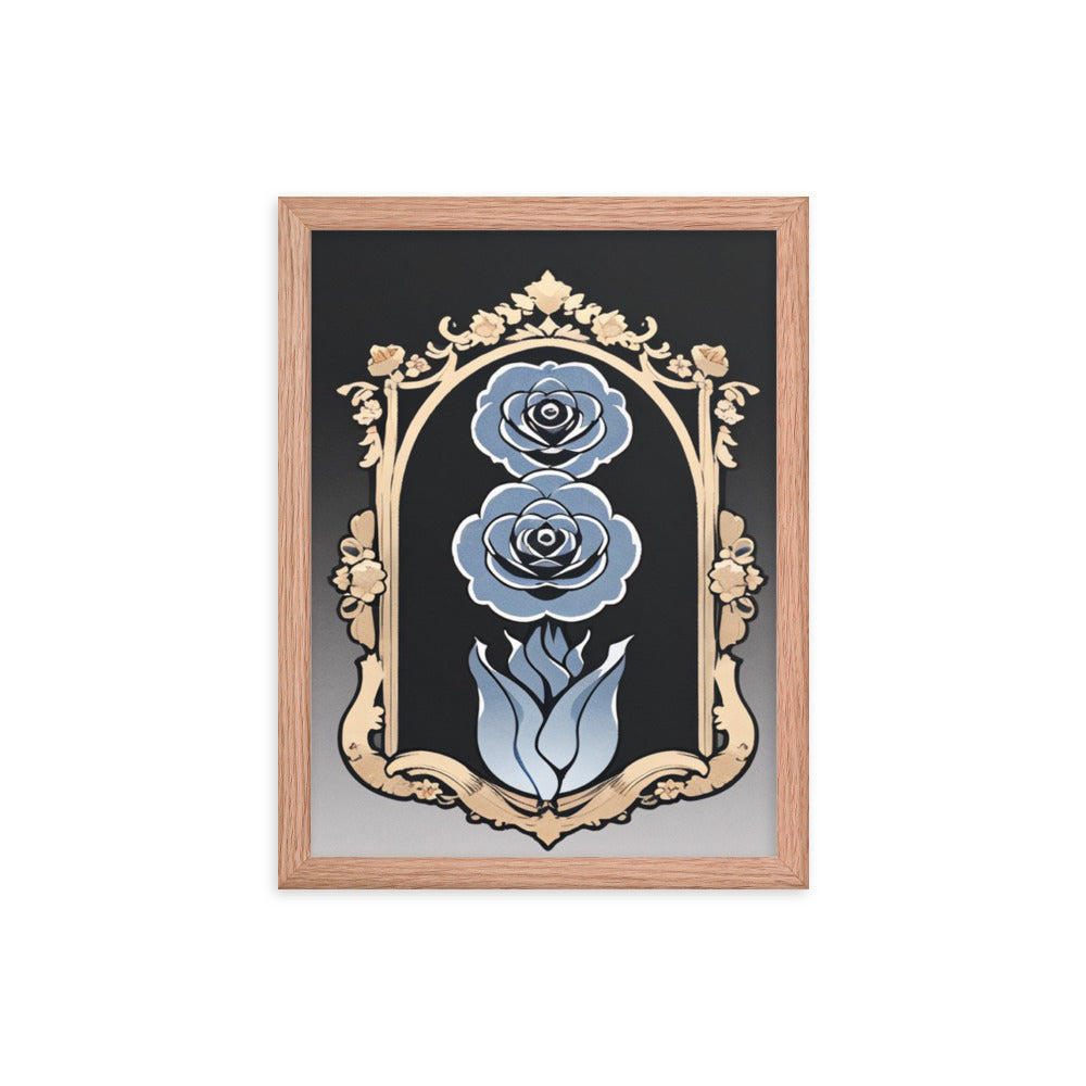 Reflective Blue Rose-Framed poster