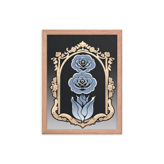 Reflective Blue Rose-Framed poster