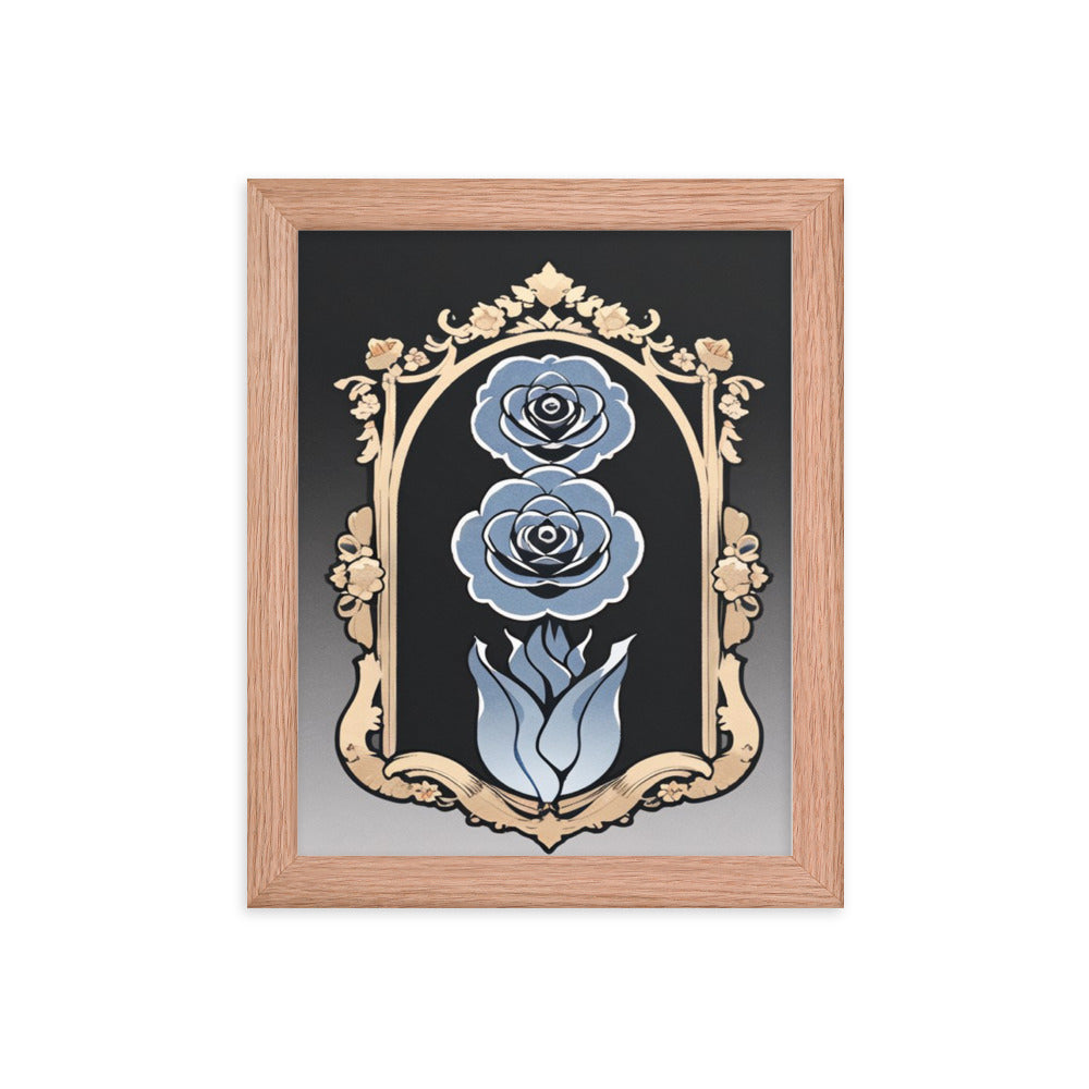 Reflective Blue Rose-Framed poster